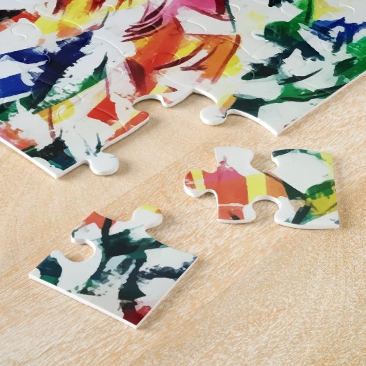 Puzzle Bright Fun Artiste Bleu Rouge Jaune Abstrait Peint (Côté)