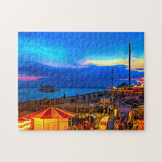 Puzzle Brighton et Hove Beach & Sunset Digital Painting (Horizontal)