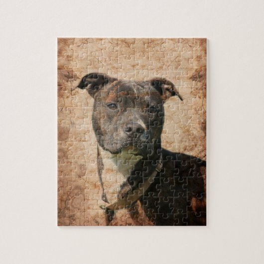 Puzzle Brindle et blanc Pitbull (Vertical)