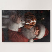 Puzzle Brittany Spaniel avec le Père Noël Noël (Horizontal)