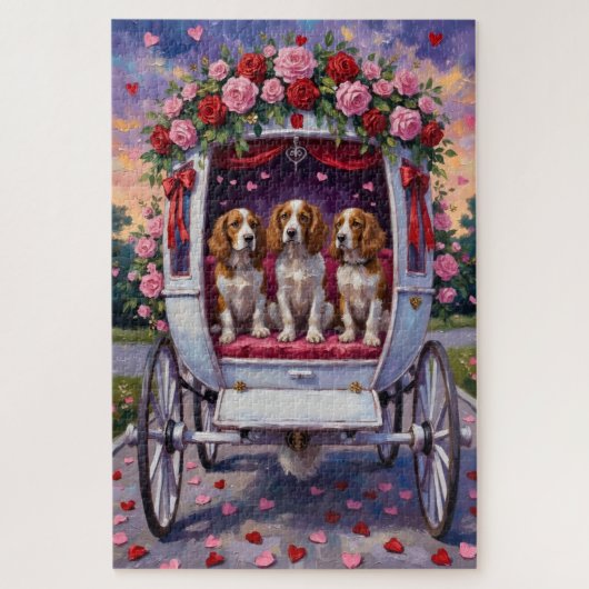 Puzzle Brittany Spaniel Dog Valentine's Day (Vertical)