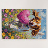 Puzzle Brittany Spaniel Dog Valentine's Day Pink Dummy (Horizontal)