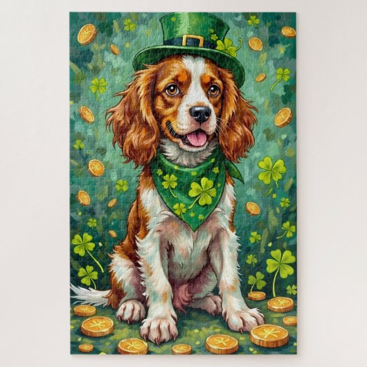 Puzzle Brittany Spaniel St Patrick’s Day Lucky Dog (Vertical)