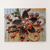 Puzzle Broche rouge à bijou sur fond imprimé (Horizontal)