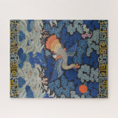 Puzzle Broderie chinoise bleu d'oiseau Vintage (Horizontal)