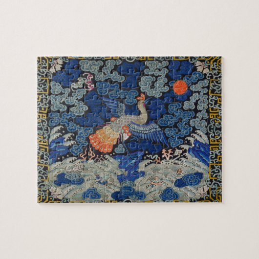 Puzzle Broderie chinoise bleu d'oiseau Vintage (Horizontal)