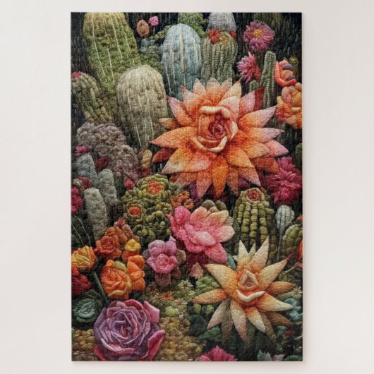 Puzzle Broderie du jardin de Cactus (Vertical)
