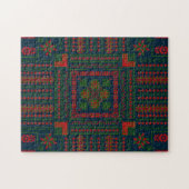 Puzzle Broderie palestinienne Tatreez rouge vert 5 Motif (Horizontal)