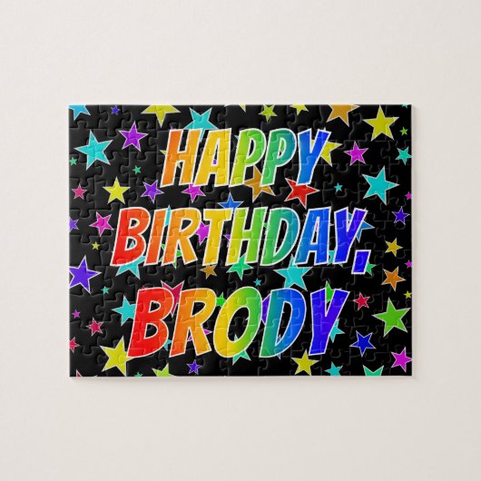 Puzzle "BRODY" Prénom, Amusant "HEUREUX ANNIVERSAIRE" (Horizontal)