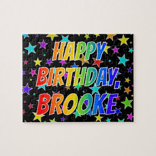 Puzzle "BROOKE" Prénom, Amusant "HEUREUX ANNIVERSAIRE" (Horizontal)