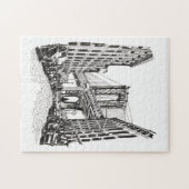 Puzzle Brooklyn Bridge New York Black White Illustration (Horizontal)