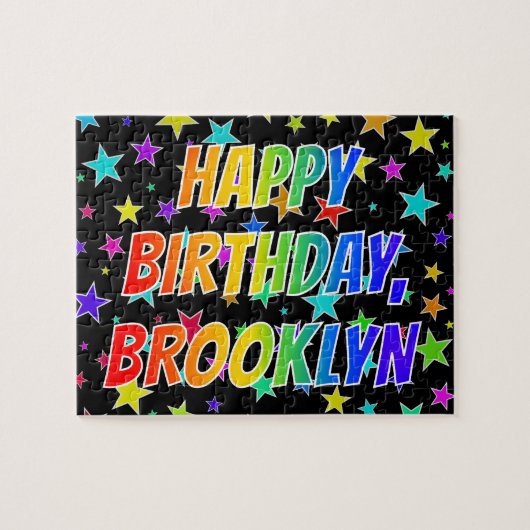 Puzzle "BROOKLYN" Prénom, Amusant "HEUREUX ANNIVERSAIRE" (Horizontal)