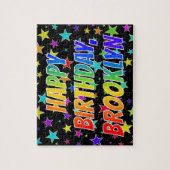 Puzzle "BROOKLYN" Prénom, Amusant "HEUREUX ANNIVERSAIRE" (Vertical)