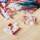 Puzzle Brosse à peinture rouge art numérique moderne abst (Côté)