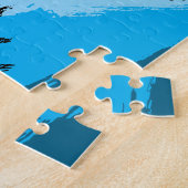 Puzzle Brosse nuances de nom bleu avec monogramme (Côté)