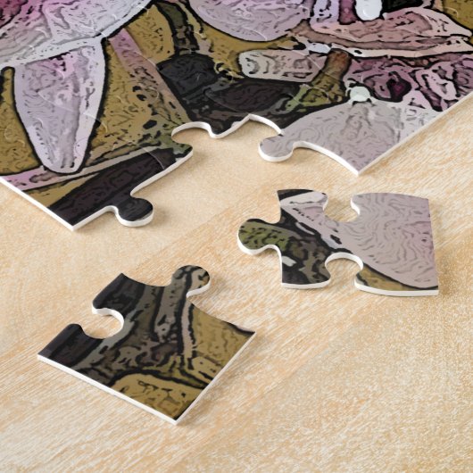 Puzzle Brosse sèche violet et blanc orchidée (Côté)