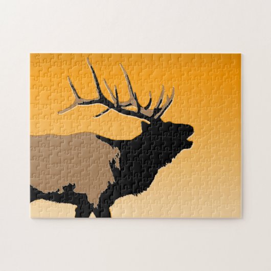 Puzzle Brouillonnant Bull Elk au coucher du soleil Art or (Horizontal)