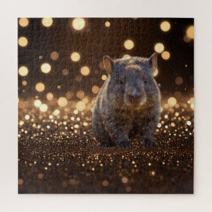 Puzzle Brown Baby Wombat Sur Brown Bokeh Bliss,