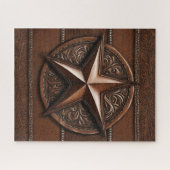 Puzzle Brown Cowboy Rustique Western Country Texas Star (Horizontal)