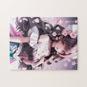 Puzzle Brown Sirène Haired aux fleurs roses dans ses chev (Horizontal)