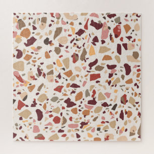 Puzzle Brown terrazzo : vintage, motif à la mode.