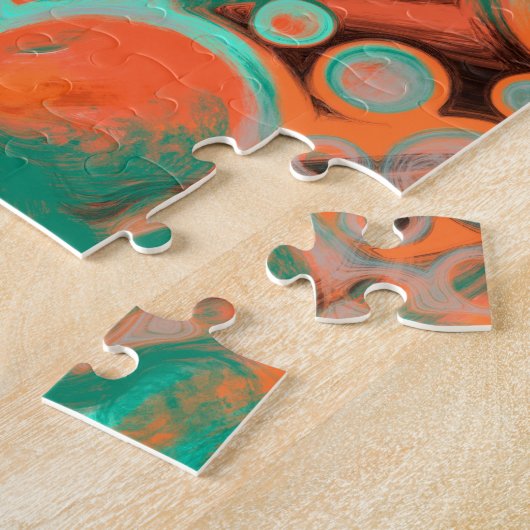 Puzzle Brown, Turquoise, Art Libre De Marbre Orange (Côté)