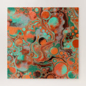 Puzzle Brown, Turquoise, Art Libre De Marbre Orange (Horizontal)