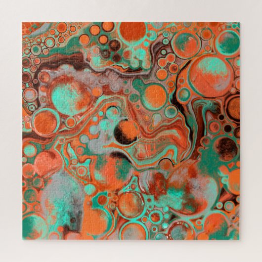 Puzzle Brown, Turquoise, Art Libre De Marbre Orange (Vertical)