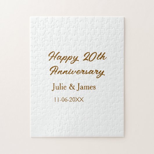 Puzzle Brun doré joyeux 20e anniversaire nom datsimple (Vertical)