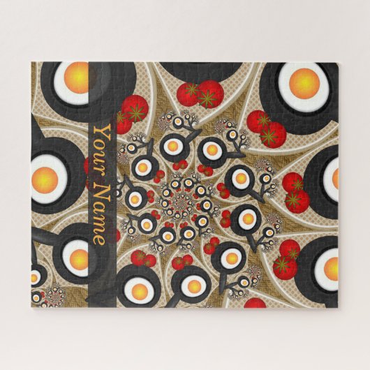 Puzzle Brunch Fractal Art Drôle Nourriture, Tomates, Oeuf (Horizontal)