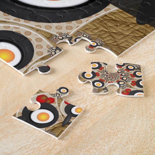 Puzzle Brunch Fractal Art Drôle Nourriture, Tomates, Oeuf (Côté)