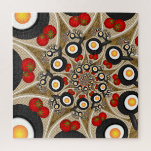 Puzzle Brunch Fractal Art Drôle Nourriture, Tomates, Oeuf