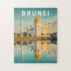 Puzzle Brunei Illustration Voyage Art Vintage