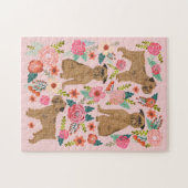 Puzzle Bruxelles Griffon Vintage Florals rose (Horizontal)