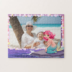 Puzzle Bubbly plage été dessin animé sirène cadre photo