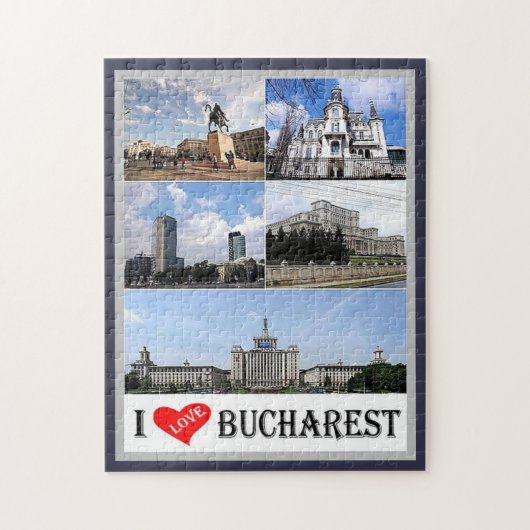 Puzzle Bucarest - I Love - Roumanie - (Vertical)