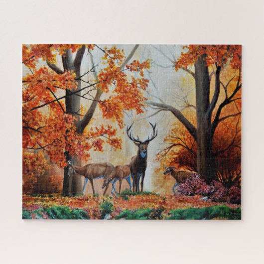 Puzzle Buck Deer et fait dans la forêt d'automne / concep (Horizontal)