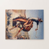 Puzzle « Bucking Bronco » Art occidental par Will James (Horizontal)