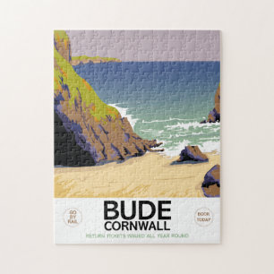 Puzzle Bude cornwall Affiche de voyage en bord de mer