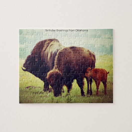 Puzzle Buffalo and Calf Oklahoma Jigsaw (Horizontal)