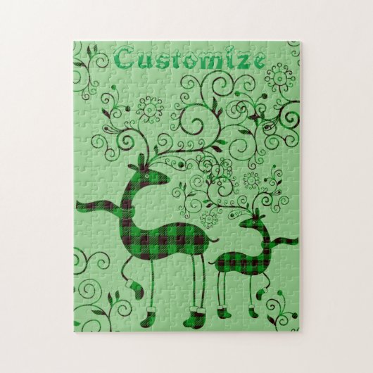 Puzzle Buffalo Plaid Christmas Deer Thunder_Cove (Vertical)