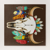 Puzzle Buffalo Skull Native American Emblem (Horizontal)
