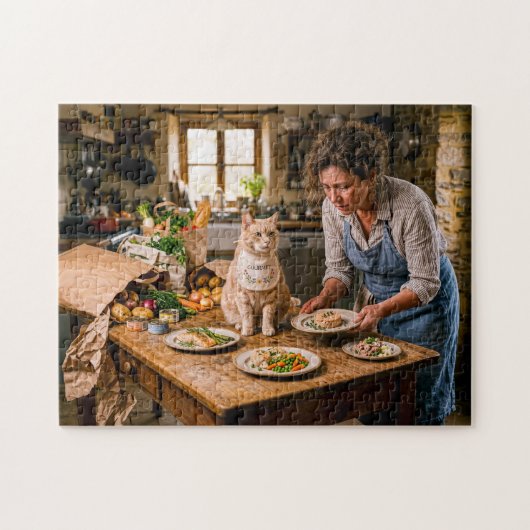 Puzzle Buffet Gourmet pour Chat Gâté (Horizontal)