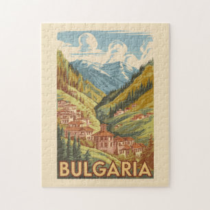 Puzzle Bulgarie Illustration peinte Voyage Art Vintage