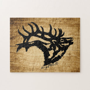 Puzzle Bull Elk Silhouette