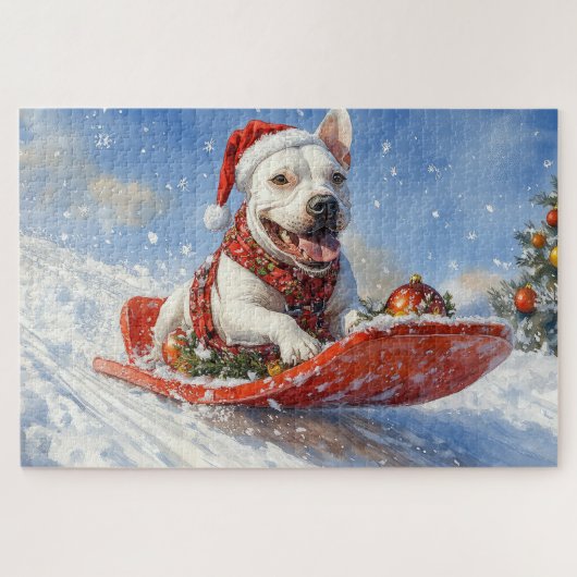 Puzzle Bull Terrier Chien dans la corniche laissez-le nei (Horizontal)