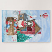 Puzzle Bull Terrier Chien dans la neige Maison de Chien d (Horizontal)