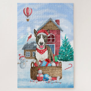 Puzzle Bull Terrier Chien dans la neige Maison de Chien d