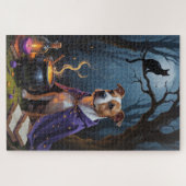 Puzzle Bull Terrier Chien Whimsical Halloween Peinture (Horizontal)