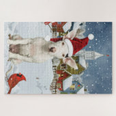 Puzzle Bull Terrier Chien Winter Wonderland Noël Joie (Horizontal)